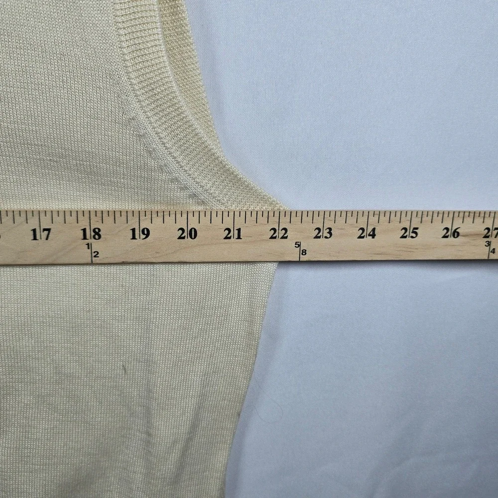 Eildon Hills Sweater Vest Men Large Ivory Merino‎ Wool V-Neck Sleeveless Knit